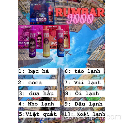 Hot jual rum bar 9000puffs sekali pakai